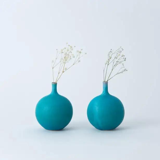 【瑞光窯-ZUIKOU-】フラワーベース＆ドライフラワー No.011 Blue Jasper × カスミソウ｜京都 清水焼 インテリア おしゃれ 人気
