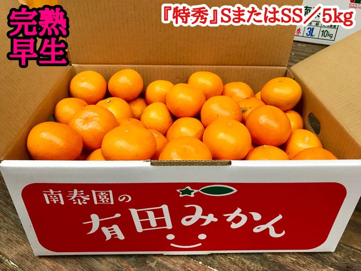 【ふるさと納税】【完熟早生・有田みかん】 『特秀』SまたはSSサイズ／5kg 【ミカン 蜜柑 柑橘 温州みかん 和歌山 有田】