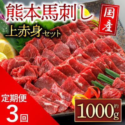 ふるさと納税 阿蘇市 【毎月定期便】国産上赤身馬刺し 1000g 全3回