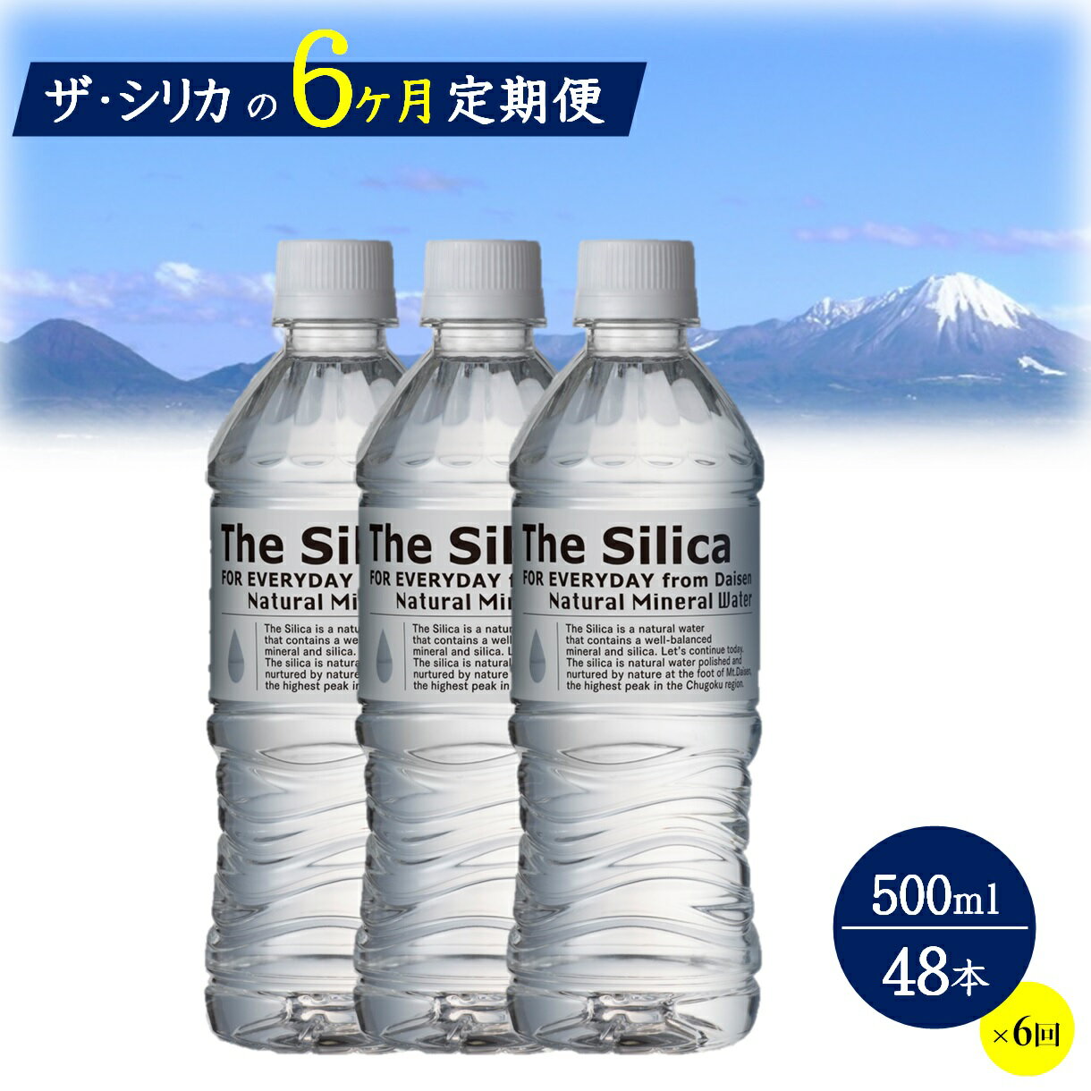【ふるさと納税】水 定期便 500ml 48本(24本×2箱)× 6ヶ月 シリカ水 The Silica シリカ 水 天然水 お水【25-060-001】ミネラルウォーター ケース ケイ素 箱 まとめ買い ナチュラルミネラルウォーター 鳥取県・大山山麓のおいしい天然水 軟水 ザ・シリカ 米子市 シリカ