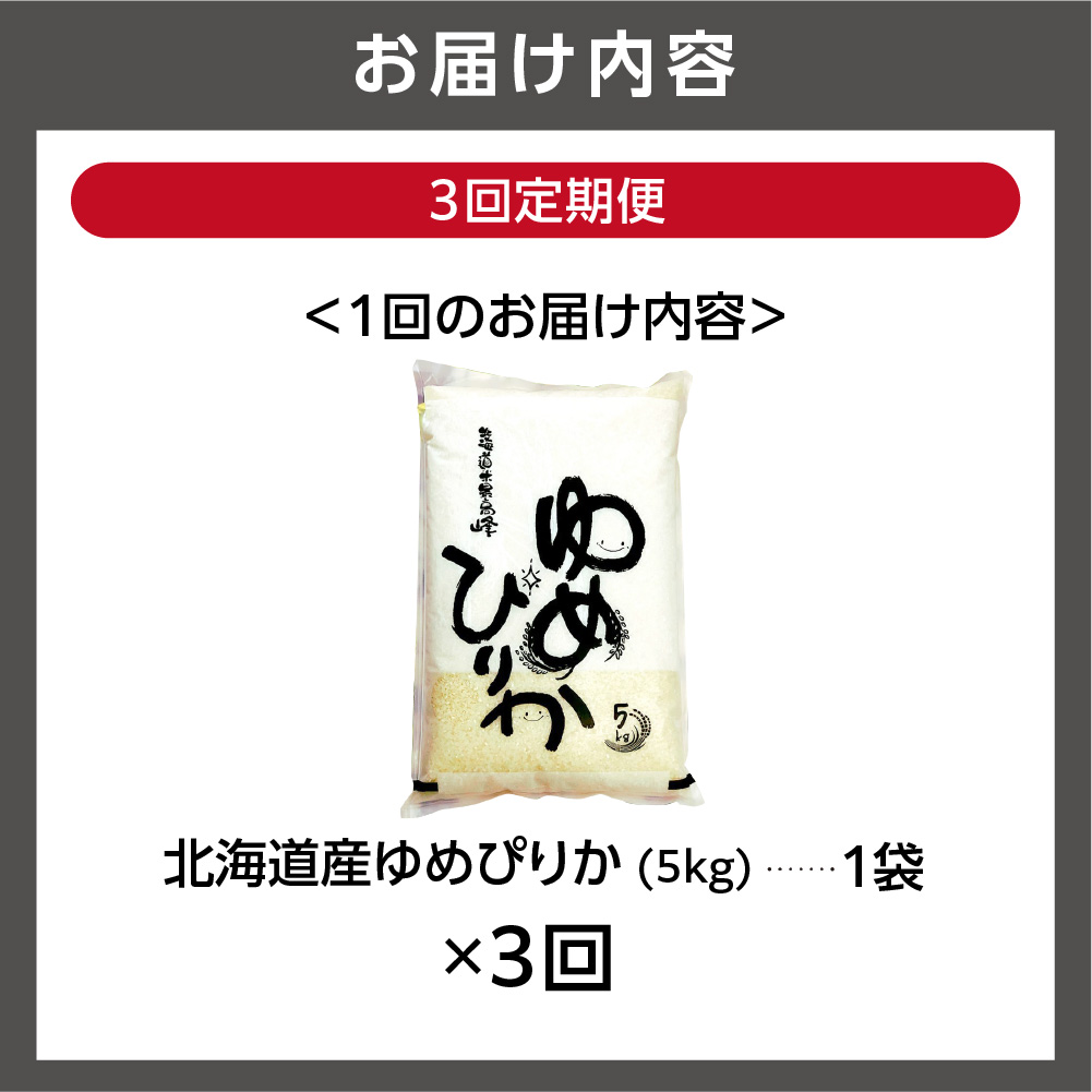 【定期便3ヶ月】【令和7年度産】北海道産ゆめぴりか 5kg×3回｜米 精米 特Aランク 北海道 石狩市