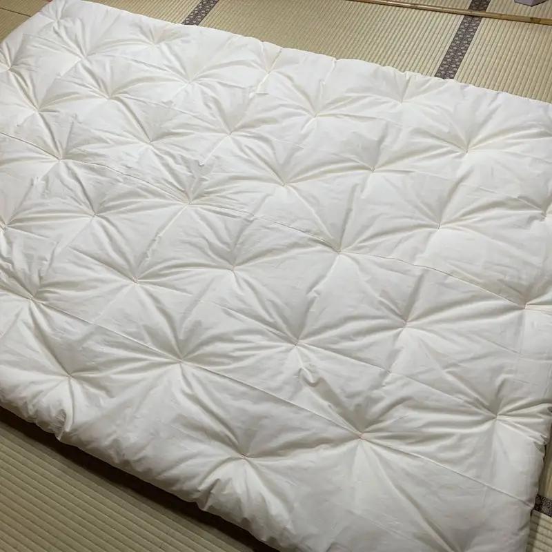 天然繊維手作り　木綿わた入り敷ふとん（ポピー柄「ブルー」）