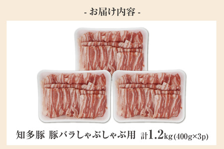 戸田ファーム 知多豚 豚バラ肉しゃぶしゃぶ用 400g×3パック（計1.2kg）│豚肉 豚バラ しゃぶしゃぶ 新鮮 美味しい 肉 豚 冷凍 国産