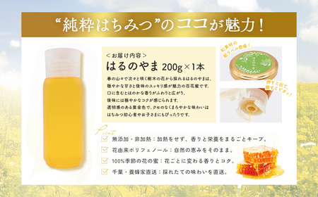 千葉県産はちみつ【大人気200g1本 】はるのやまはちみつ(百花蜜) X013