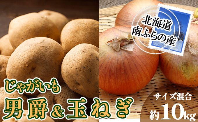 南ふらの産 じゃがいも 男爵 ＆ 玉ねぎ 約10kg 【サイズ混合