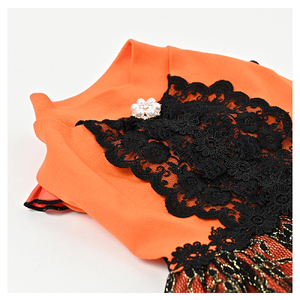 ブラックレースパーティドレス オレンジ 犬服 ドッグウェア 小型犬【ココアトワ(cocoAtoi)】 Ｍ