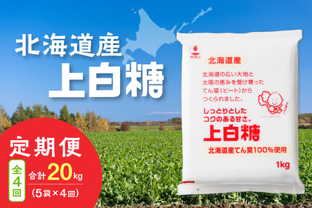 【隔月4回定期便】ホクレンの上白糖1kg×5袋【 定期便 てん菜  北海道産 砂糖 お菓子 料理 調味料 ビート お取り寄せ 北海道 清水町  】_S012-0068