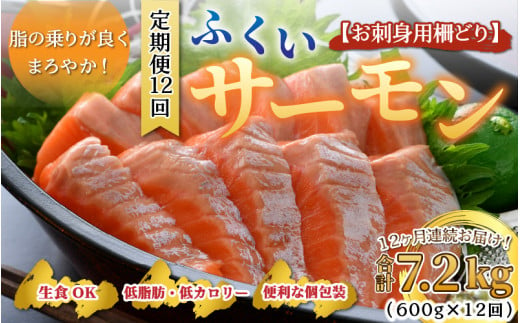 
【先行予約】《定期便12回》ふくいサーモン 柵どり 150g×4パック 計600g ＜鮮度抜群！真空冷凍＞ ／ 生食OK 刺身 鮭 国産 ※2024年8月中旬以降順次発送
