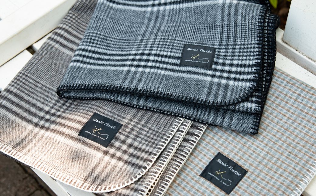 高級ラムウール ブランケット チェックブラウン