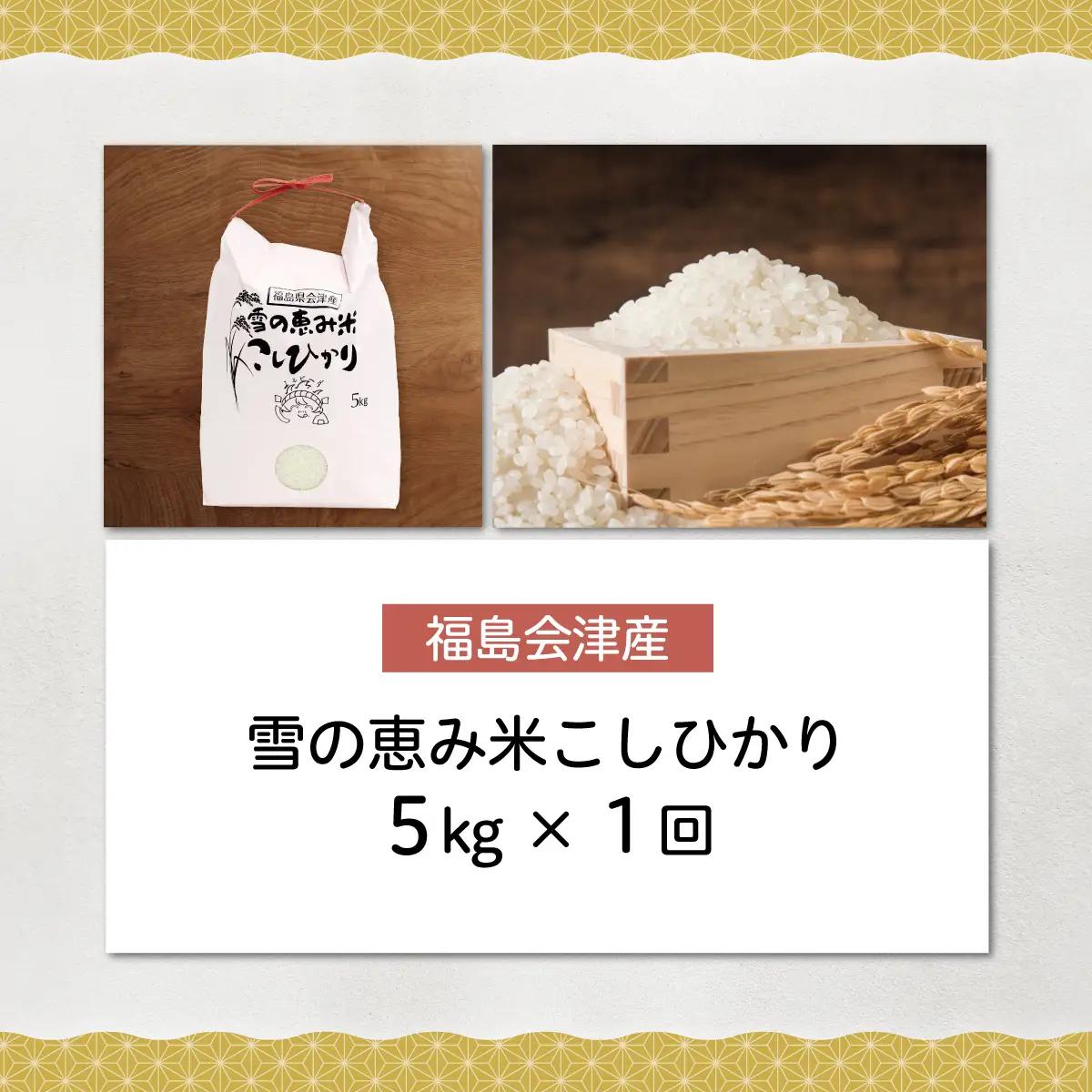 【令和7年産】【福島会津産】雪の恵み米こしひかり5kg×1回 KBAJ005
