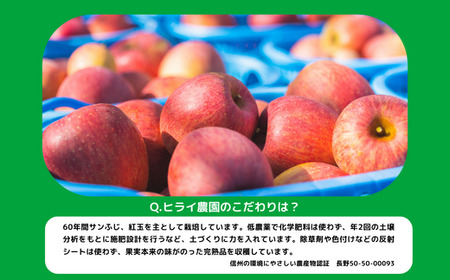 りんご サンふじ 訳あり 〜 家庭用 5kg ヒライ農園 沖縄県への配送不可 2026年12月上旬頃から2026年12月下旬頃まで順次発送予定 令和8年度収穫分 信州の環境にやさしい農産物認証 減農薬