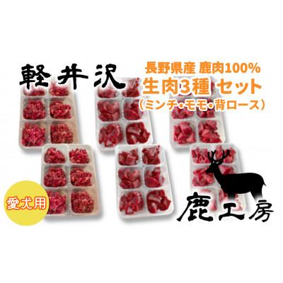 ふるさと納税 御代田町 軽井沢鹿工房　愛犬用　生肉セット【ミンチ240g×2袋、もも240g×2袋、背ロース240g×2袋】