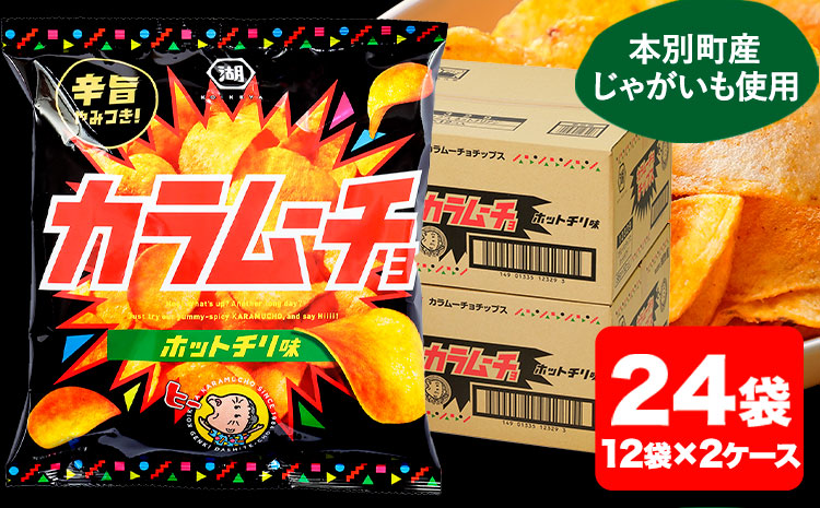 本別産原料使用!コイケヤ カラムーチョチップスホットチリ味 24袋 本別町観光協会 《60日以内に順次出荷(土日祝除く)》北海道 本別町 ポテト ポテトチップス 菓子 スナック スナック菓子 ホットチリ 送料無料