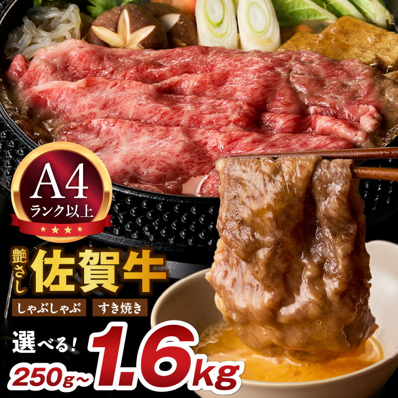 【ふるさと納税】【12月発送可能】佐賀牛 艶さし！ しゃぶしゃぶ ・ すき焼き用 【内容量・発送月が選べる】（ 250g 500g 750g 1.0kg 1.6kg ） 【 牛肉 ブランド牛 黒毛和牛 肉 赤身 スライス すき焼き しゃぶしゃぶ 霜降り 肩ロース 肩バラ モモ A5 A4 牛 和牛 】