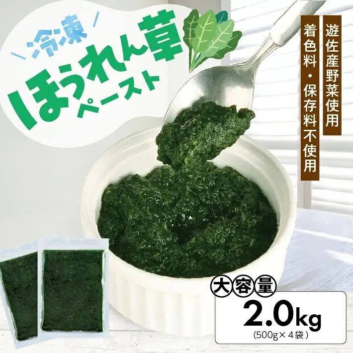 冷凍ほうれん草ペースト2.0kg(500g×4袋) 山形県遊佐産 冷凍便 ※離島発送不可 冷凍 ほうれん草 ほうれんそう ホウレンソウ 野菜 野菜ペースト 離乳食 介護食 お菓子作り 小分け ゆざ食彩工房 遊佐町 庄内 東北 [1434HO2000G]