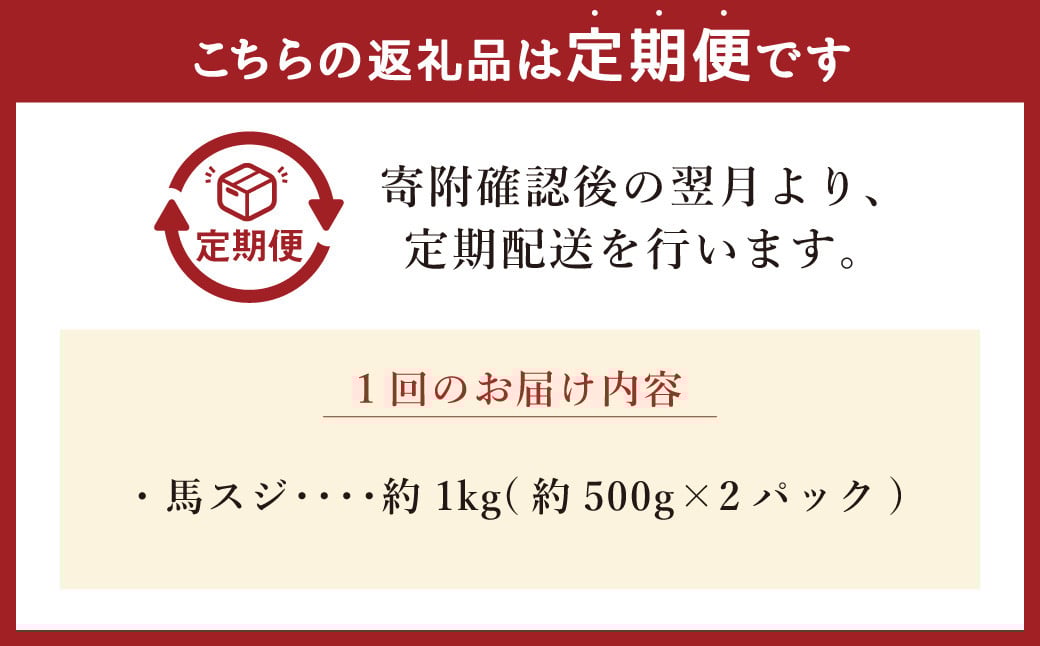 【12ヶ月定期便】馬スジ 約1kg