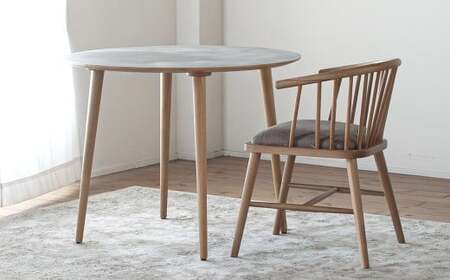 モルタル調メラミン材のラウンドダイニング （80cm） 木部オーク色 ／ テーブル 机 ラウンドテーブル 丸テーブル インテリア 家具 ダイニング 日本製 福岡県 柳川市