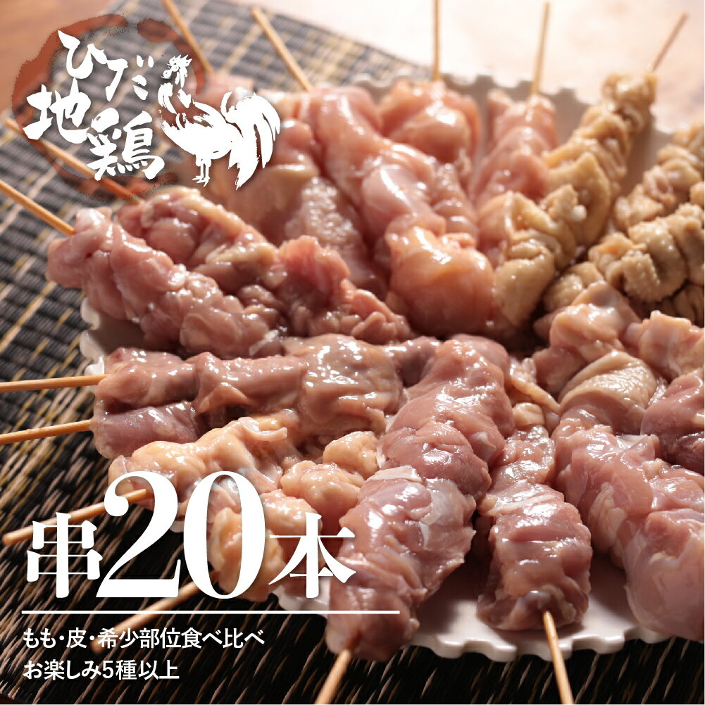 訳あり 鶏肉 焼き鳥 飛騨地鶏 串 20本セット 部位おまかせ5種以上 もも 皮 ふりそで なんこつ はつ せせり ぼんじり 砂肝 希少部位 国産鶏肉 食べ比べ 地鶏 バーベキュー キャンプ アウトドア 冷凍 [Q1052re]15000円