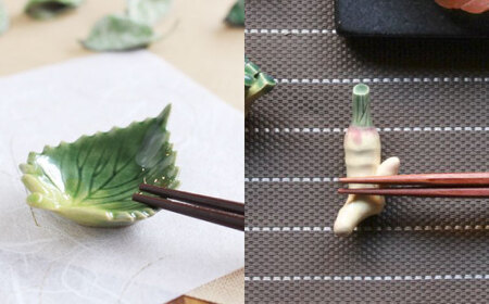 イホシロ窯　手作り　野菜(薬味)箸置き5種類　gf423【1247941】