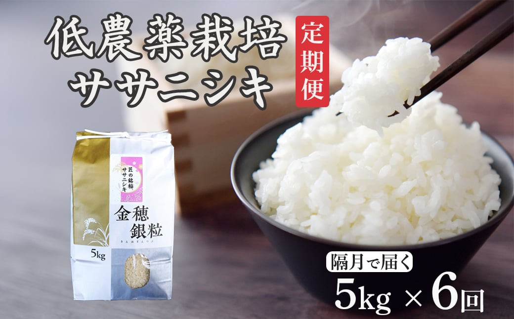 
            ＜新米先行予約＞【隔月定期6回】令和7年産 新米 低農薬栽培 ササニシキ 5kg【精米】
          