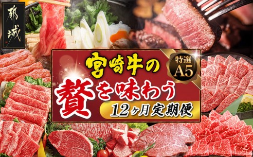 
特選(A5)宮崎牛の贅を味わう (12ヶ月定期便)_TAH12-0102_(都城市) 宮崎牛 5等級 12ヶ月定期便 サーロイン芯スライス モモスライス シャトーブリアンステーキ 特上モモステーキ ロース焼肉用 ヒレステーキ
