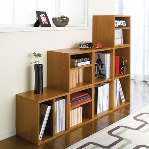 【お得な6個セット】組み合わせ自在なシステムボックス【ライトブラウン】_1300400439_02