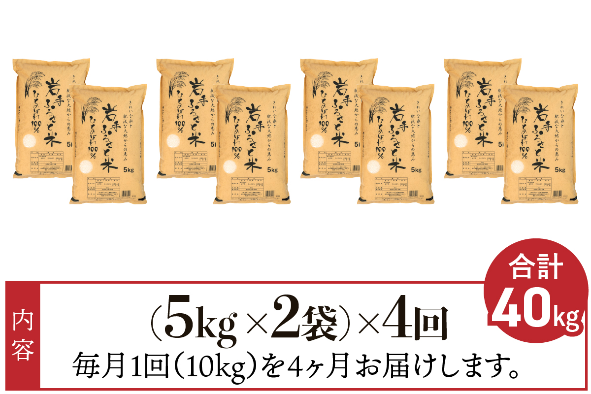 3人に1人がリピーター!☆全4回定期便☆ 岩手ふるさと米 10kg(5㎏×2)×4ヶ月 令和7年産 一等米ひとめぼれ 東北有数のお米の産地 岩手県奥州市産【配送時期に関する変更不可】 [U0163]