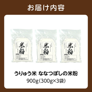 北海道 雨竜町産 うりゅう米 ななつぼし 米粉 900g（300g×3袋） グルテンフリー アレルギー 小麦粉不使用 料理 国産 揚げ物 天ぷら スイーツ  米粉パン クッキー ケーキ ドーナツ ブラ