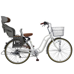 ヱビス自転車 子供乗せ自転車 24インチ ポニーテール246R シマノ製外装6段変速　電動なし（シマノ製ローラーブレーキ LEDオートライト）【本体ホワイト/子乗せグレージュ】