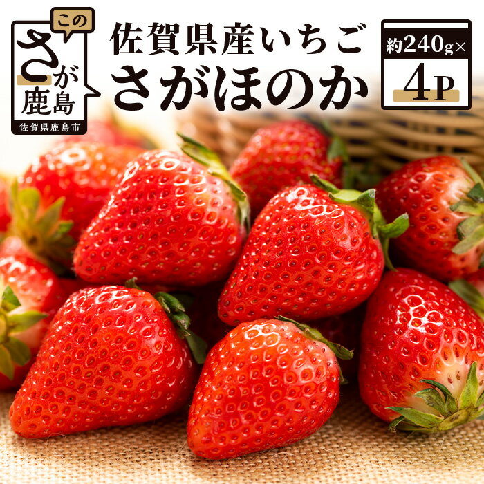 【ふるさと納税】予約受付 佐賀県産 いちご さがほのか 計960g （約240g×4パック） | ふるさと納税 いちご イチゴ 苺 果物 フルーツ ふるさと 人気 佐賀県 鹿島市 送料無料 【2026年1月中旬〜3月頃まで発送予定】 B-464