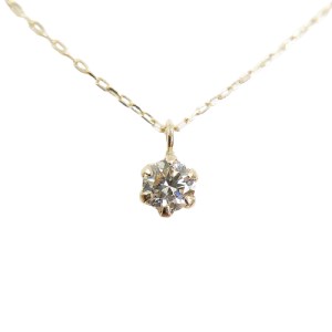 １０金イエローゴールド製 １粒 ダイヤモンド 0.08ct プチネックレス 【1449551】