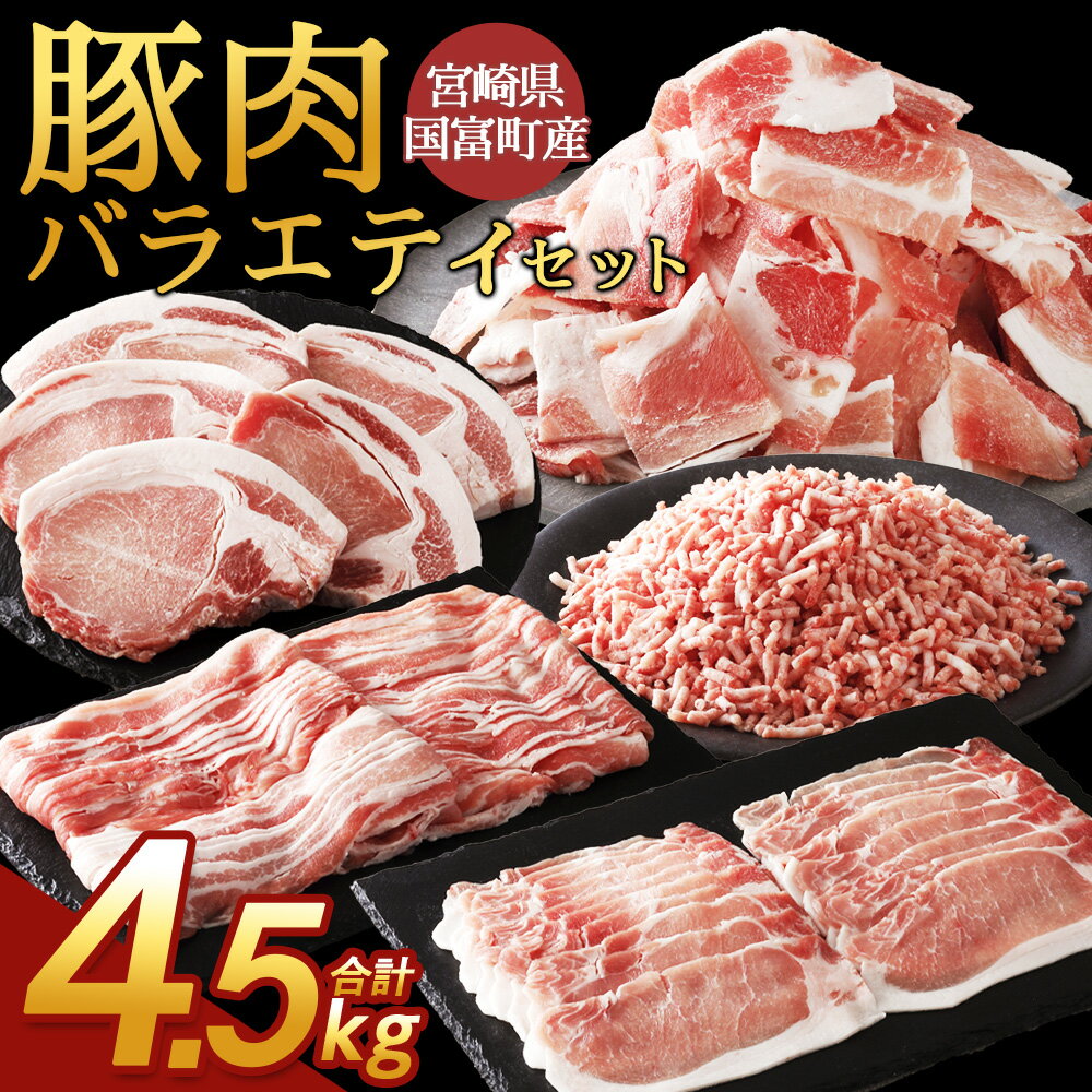 【ふるさと納税】＜宮崎県国富町産 豚肉バラエティセット 合計4.5kg＞※入金確認後、翌月末迄に順次出荷 バラエティーセット お肉 ぶた肉 小分けパック 真空パック ロース とんかつ トンカツ しゃぶしゃぶ用 小間切れ 豚こま ひき肉 挽肉 普段使い 普段の料理 精肉【冷凍】