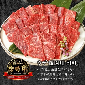宮崎牛 ウデ 焼肉用 400g 宮崎県産和牛小間切れ 100g 計500g　N0147‐A3322