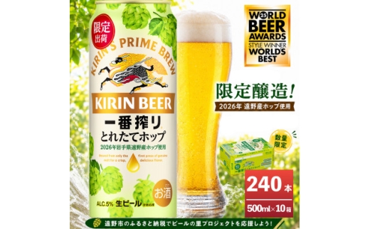 キリン 一番搾り とれたてホップ 生ビール 500ml×24本 10ケース＜複数個口で配送＞【4091272】