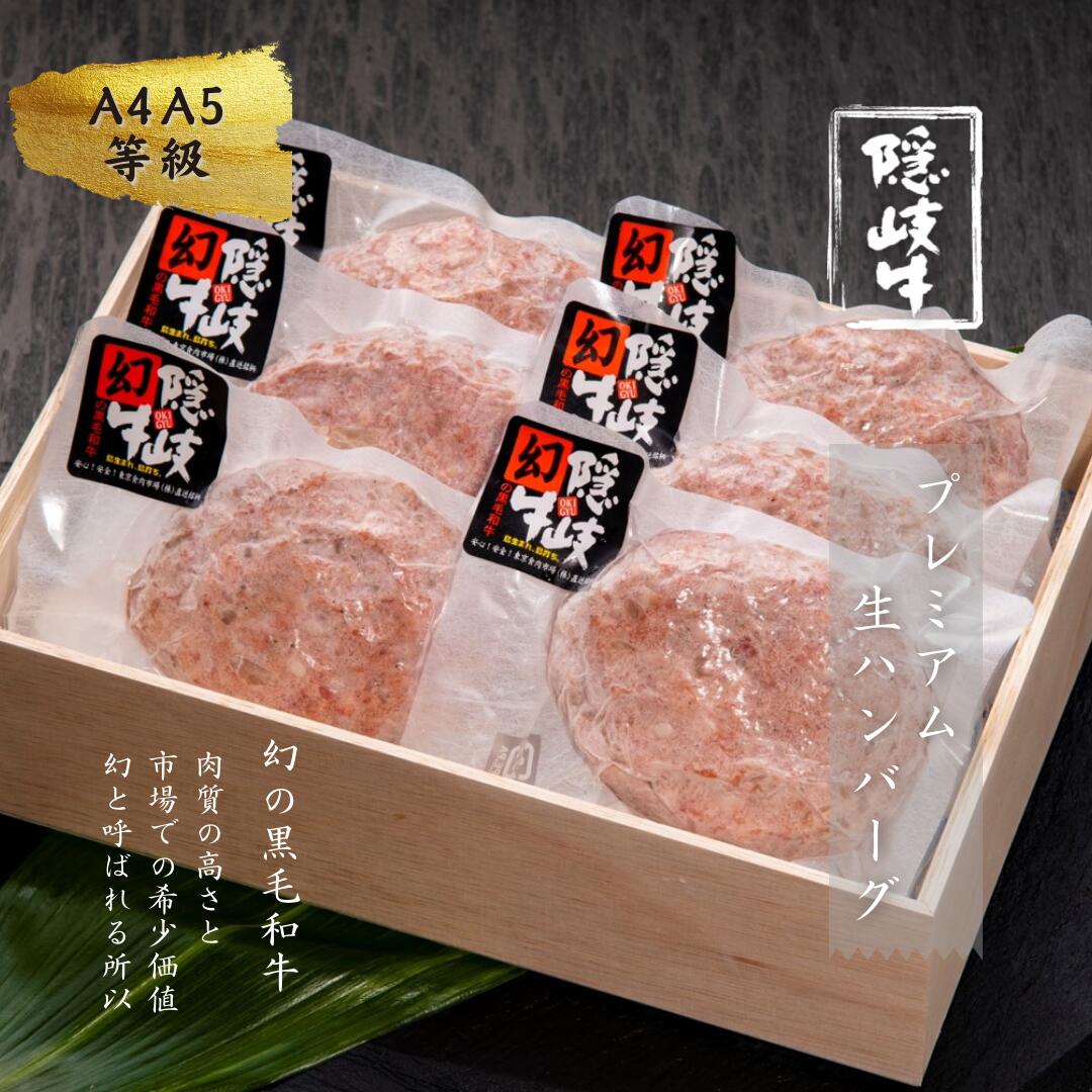 【ふるさと納税】【隠岐牛プレミアム生ハンバーグ 6個】900g 天然塩付 島生まれ島育ちのブランド黒毛和牛 隠岐牛 黒毛和牛 ハンバーグ 牛肉 肉 A4 A5 ブランド牛 小分け バーベキュー ギフト