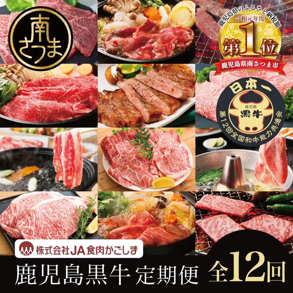 【JA食肉かごしま】鹿児島黒牛 定期便（全12回） かごしまブランド 黒毛和牛 和牛 牛肉 お肉 霜降り 赤身 ステーキ 焼肉 焼き肉 バーベキュー BBQ すき焼き しゃぶしゃぶ 食べ比べ 定期便 