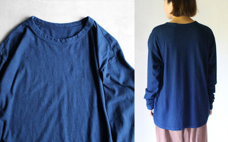 kito オーガニックコットン ロンT 【群青色】 / オーガニック コットン 綿100　手染め 草木染め ロンＴ ロングＴシャツ 長袖 ロングスリーブ トップス ファッション インナー 女性用 レデ