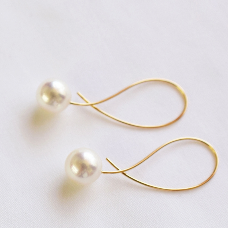 S101-432_あこや真珠 ピアス フック クロス 8mm - 8.5mm ホワイトピンク 