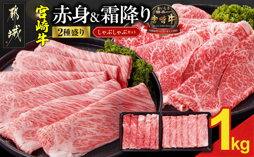 宮崎牛しゃぶしゃぶ2種1kgセット(霜降り400g 赤身600g)_17-N2-003-1kg-S4A6-H16000-CF