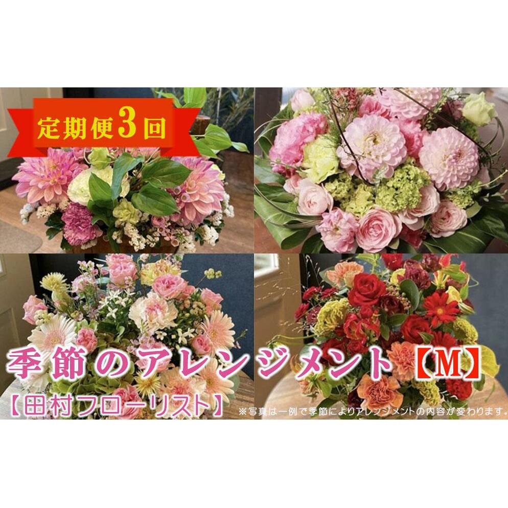 【ふるさと納税】 季節のフラワーアレンジメント Mサイズ 3回 定期便 3ヶ月 花 生花 フラワー ギフト プレゼント 贈り物 お祝い 記念日 誕生日 母の日 敬老の日 岩手県 盛岡市 東北 岩手 盛岡 有限会社田村フローリスト