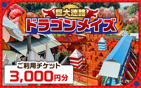 チケット 「心の駅　陽だまりの丘」 巨大迷路 ドラゴンメイズチケット 3000円分  [AIAZ001] 