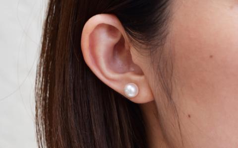 【C：ピアス Pt900（プラチナ）】S085-321_天草産 8mm-8.5mm あこや真珠 ホワイトピンク 花珠級 スタッド パールピアス イヤリング