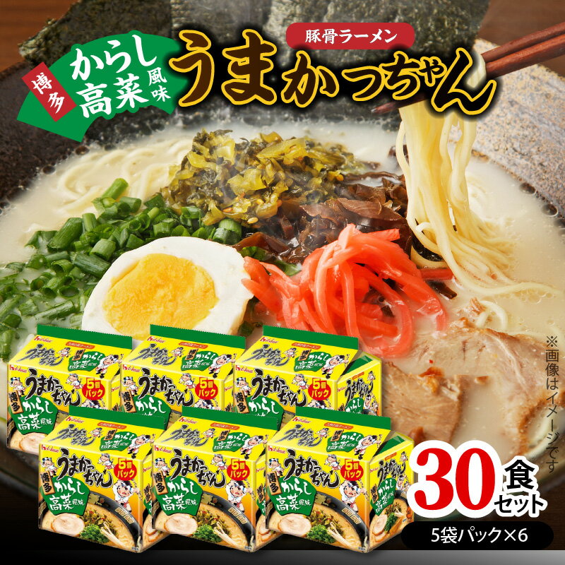 【ふるさと納税】豚骨ラーメン うまかっちゃん 博多からし高菜風味 5袋パック × 6セット 計 30食 九州の味 からし高菜 風味 辛味 とんこつ ラーメン スープ インスタントラーメン 袋麺 ご当地ラーメン 即席ラーメン 福岡県 上毛町 送料無料
