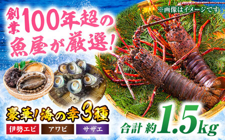 伊勢海老・アワビ・サザエ（計1.5kg）伊勢海老 [AGBP005] 
