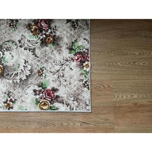 耐久性のある花柄抗菌カーペット 2帖 〈ベージュ〉