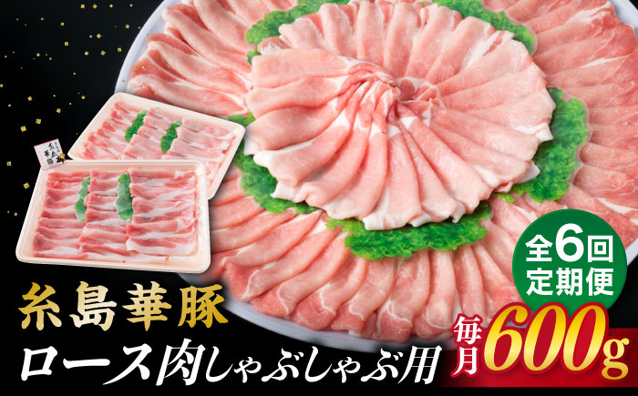 
【全6回定期便】糸島 華豚 ロース 肉 スライス しゃぶしゃぶ 用 600g 糸島市 / 糸島ミートデリ工房 [ACA327]
