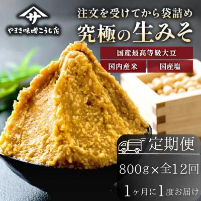 ふるさと納税 矢吹町 【毎月定期便】蔵出し直送 究極の生みそ 800g全12回
