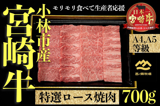 
【Ａ4等級以上】小林市産宮崎牛特選肩ロース焼肉用　700ｇ
