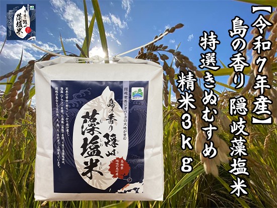 
                  0232 　令和7年産　島の香り隠岐藻塩米特選きぬむすめ　精米３㎏
                