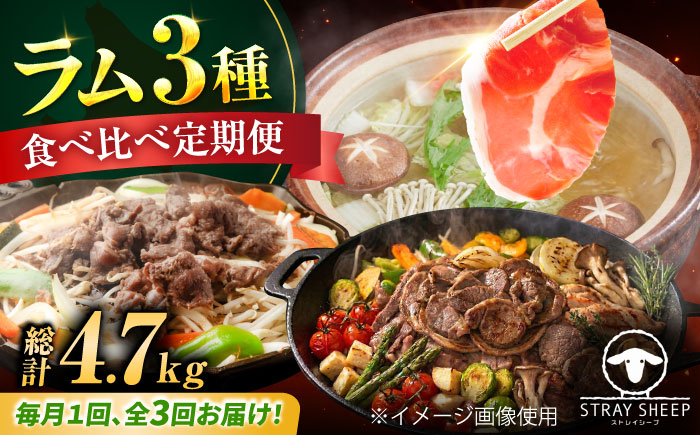 【3回定期便/毎月】ラム肉 3種 計2.6kg  | ラム ラム肉 羊肉 仔羊 北海道 | ストレイシープ [BOAP020]